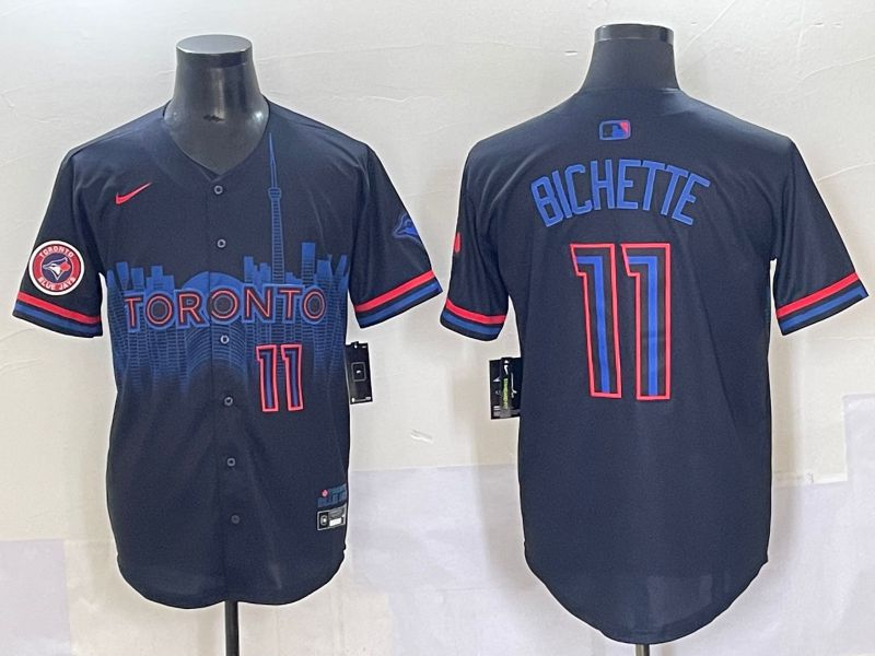 Men 2025 Toronto Blue Jays #11 Bichette Black Joint Name Nike MLB Jersey style 13